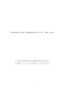 「刑事責任能力に関する精神鑑定書作成の手引き」追補（ver1.1）