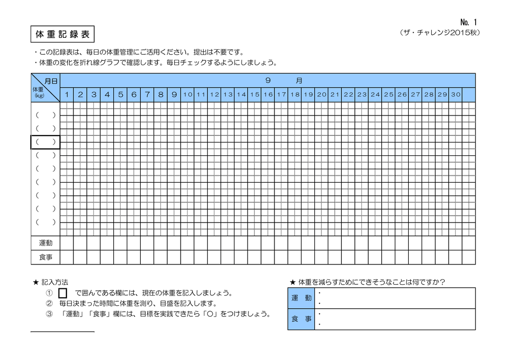 1 体重記録表