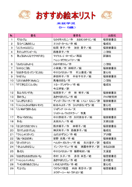 № 書名 著者名 出版社 1 「ぐりとぐら」 なかがわりえこ／作 おおむら