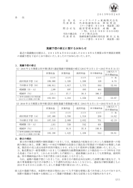業績予想の修正に関するお知らせ