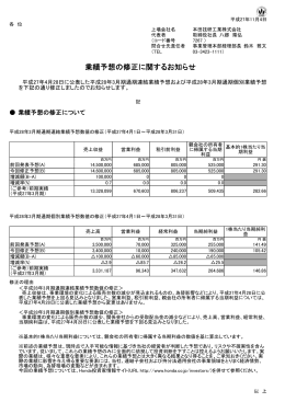 業績予想の修正に関するお知らせ