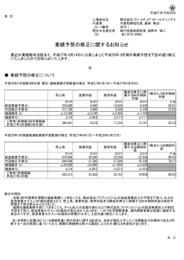 業績予想の修正に関するお知らせ