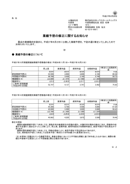 業績予想の修正に関するお知らせ［64.8KB］