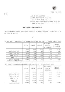 「業績予想の修正に関するお知らせ」を掲載しました。