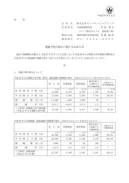 業績予想の修正に関するお知らせ