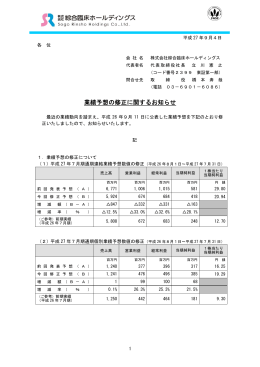 業績予想の修正に関するお知らせ