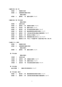 議事日程（第1号） 日程第 1 仮議席の指定 日程第 2 会議録署名議員の