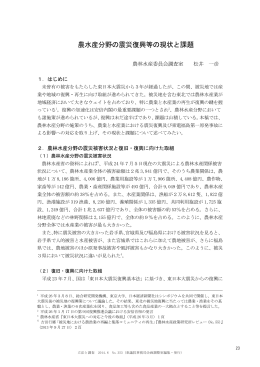 農水産分野の震災復興等の現状と課題