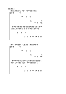 別記様式2 （第6条の規定により授与する学位記の様式） 第 号 学 位 記