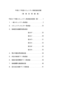 平成27年度コミュニティ助成金決定額（案） （事 業 別