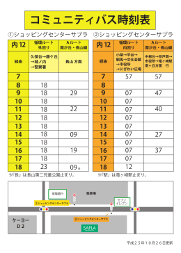 龍ヶ崎市コミュニティバスの時刻表はこちら