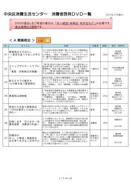 中央区消費生活センター 消費者啓発DVD一覧