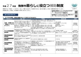平成 27年度 飛騨市暮らしに役立つ補助制度