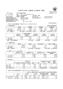 平成27年3月期 決算短信〔日本基準〕(連結)