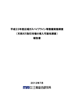 天然ガス取引市場の導入可能性調査