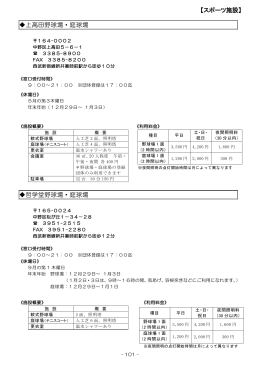 【スポーツ施設】 上高田野球場・庭球場 哲学堂野球場・庭球場