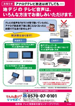 地 デ ジ の テレビ音声は、 いろんな方法でお楽しみいただけます。