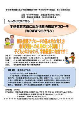 学校教育実践に生かす解決構築アプローチ （WOWWプログラム）
