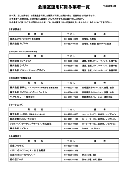 会議運用等に係る業者一覧