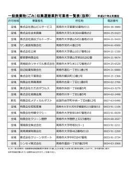 一般廃棄物（ごみ）収集運搬業許可業者一覧表（抜粋）