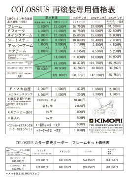 COLOSSUS 再塗装専用価格表