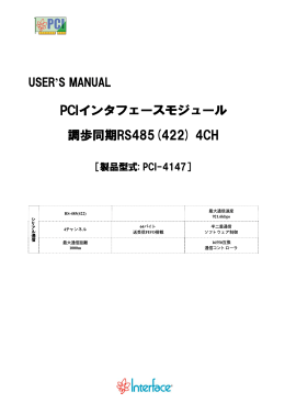 PCIインタフェースモジュール 調歩同期RS485(422) 4CH