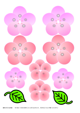 桃の花の台紙   切り抜いて花弁の部分に少し切り込みを入れ、花弁を