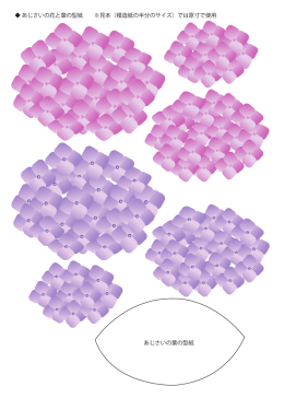 あじさいの花と葉の型紙 ※見本（模造紙の半分のサイズ）では原寸で