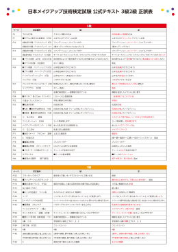 日本メイクアップ技術検定試験 公式テキスト 3級2級 正誤表
