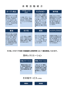 余 暇 活 動 紹 介 郊外レクリエーション その他サービス（※有料）