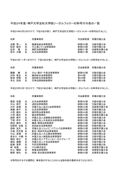平成24年度・神戸大学法科大学院リーガルフェローの称号付与者の一覧