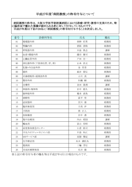 平成27年度「病院教授」の称号付与について