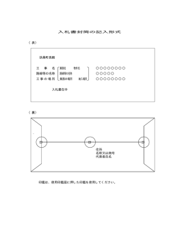 入札書封筒の記入形式 （表） （裏） 印鑑は、使用印鑑届に押した印鑑を