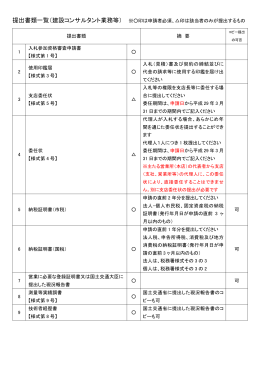 提出書類一覧（建設コンサルタント業務等） ※  印は申請者必須、  印は