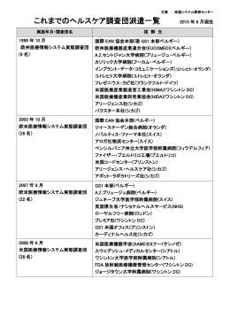これまでのヘルスケア調査団派遣一覧 - 一般財団法人 流通システム