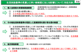 生活扶助基準の見直しに伴い他制度に生じる影響について