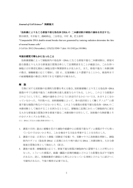 放射線により生じる修復不能な染色体 DNA の 二本鎖切断が細胞