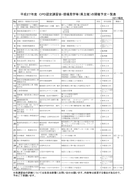 県開催CPD認定講習会・現場見学会予定一覧表（更新）（PDF
