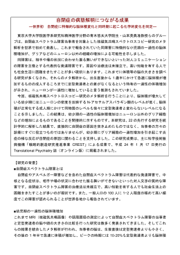自閉症に特徴的な脳体積変化と同時期に起こる化学的変化を同定しま