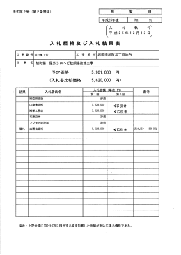 入札経緯及び入札結果表