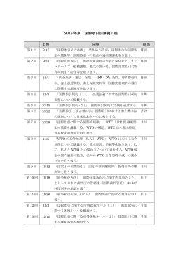2015 年度 国際取引法講義日程