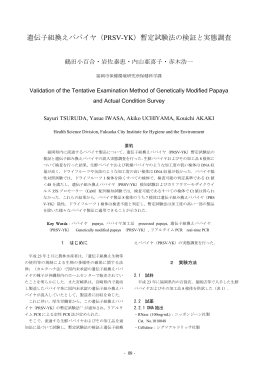 遺伝子組換えパパイヤ（PRSV-YK）暫定試験法の検証と実態調査