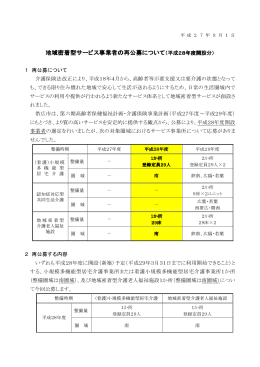 地域密着型サービス事業者の再公募について（平成28年度