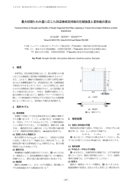 最大初期たわみ量に応じた四辺単純支持板の圧縮強度と変形能の算出