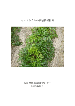 ヤマトトウキの栽培技術指針 奈良県農業総合センター 2010年12月