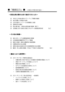 ～前回出馬の際の公約で達成できたもの～ ～その他の実績～ ～議会