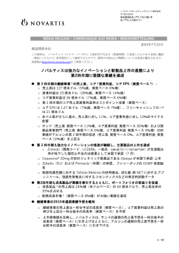 ノバルティスは強力なイノベーションと新製品上市の進展により 第2