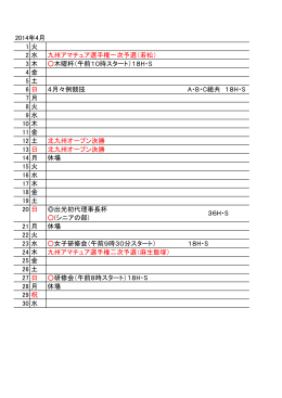 H・S 2014年4月 1 火 2 水 九州アマチュア選手権一次予選（若松） 3 木