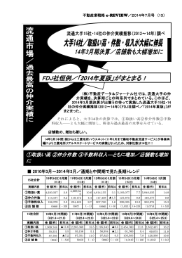 流通大手14・15社の仲介実績推移（2012～14年）