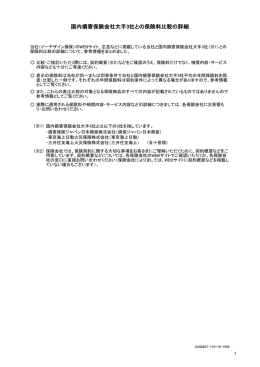 国内損害保険会社大手3社との保険料比較の詳細